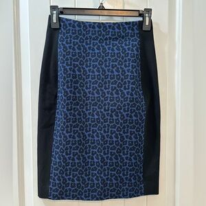 Roland Mouret For Banana Republic Blue Leopard Print Pencil Skirt Size 0